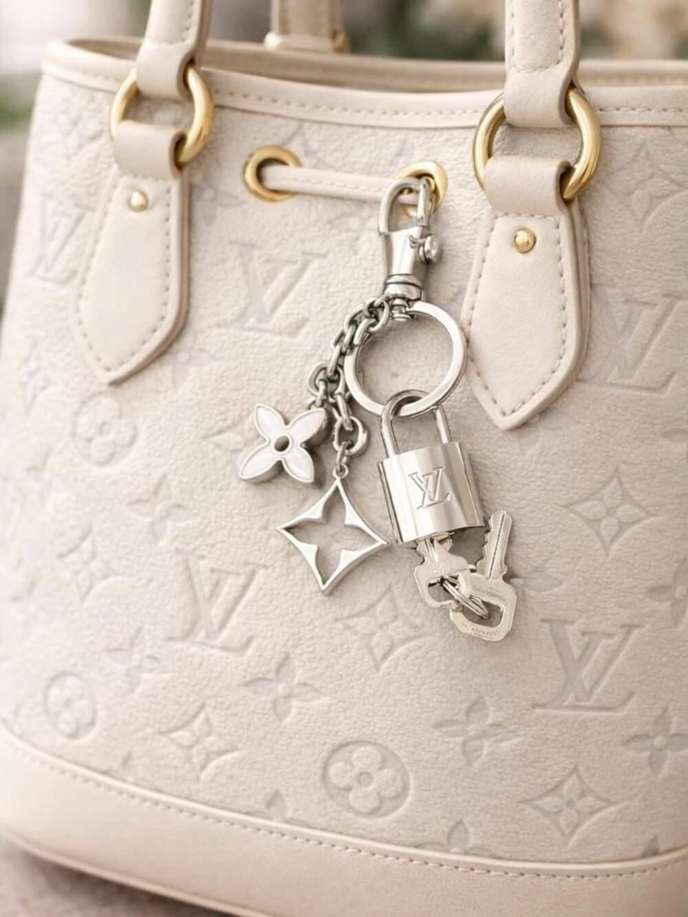 Authentic LV Gold Padlock 🔒 Unbranded Flower Charm for Louis Vuitton Bags - Picture 2 of 9